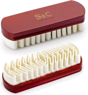 Crepe Suede Brush for Shoes, Furniture, Boots, Bags, Belts - Natural Suede Shoe Cleaner Made with Crepe Ribbon, Red Lotus Wood Handle - Nubuck Cleaner for Cleaning, Re-Fluffing & Lifting Nap