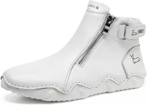 Cubicbee Women's Waterproof Winter Snow Boots With Double Zipper Handmade Suede High-top Snow Sneakers for Outdoor,Casual Fleece Warm Anti-Slip Ankle Boots
