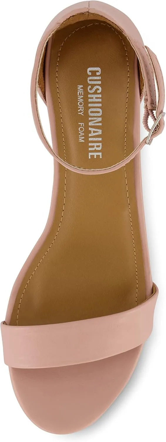 CUSHIONAIRE Women's Alba one band mid block heel sandal  Memory Foam, Wide Widths Available