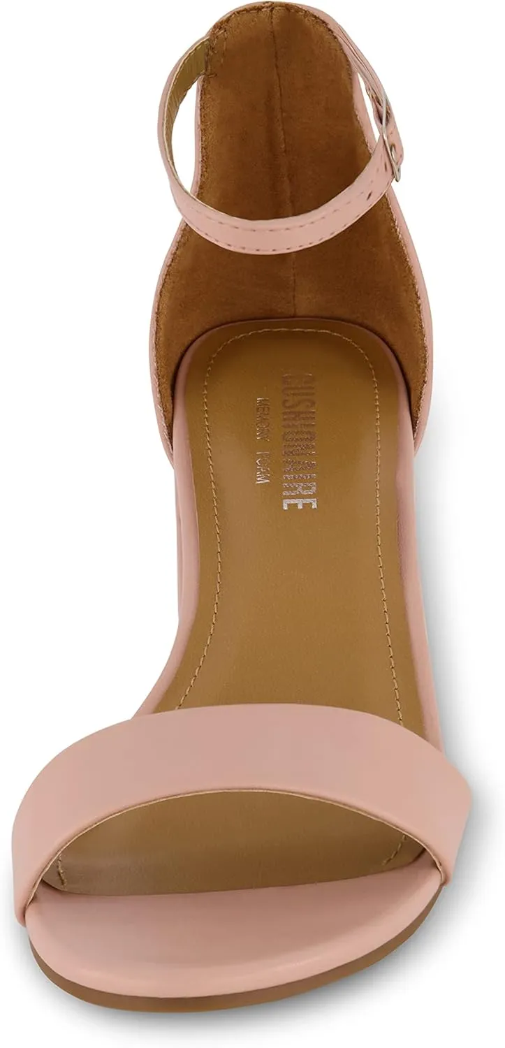 CUSHIONAIRE Women's Alba one band mid block heel sandal  Memory Foam, Wide Widths Available