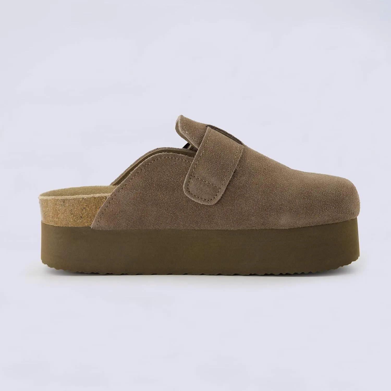 CUSHIONAIRE Women's Granola *Previous Buckle Issue Fixed* Genuine Suede Cork Footbed Platform Clog,  Comfort, Wide Widths Available