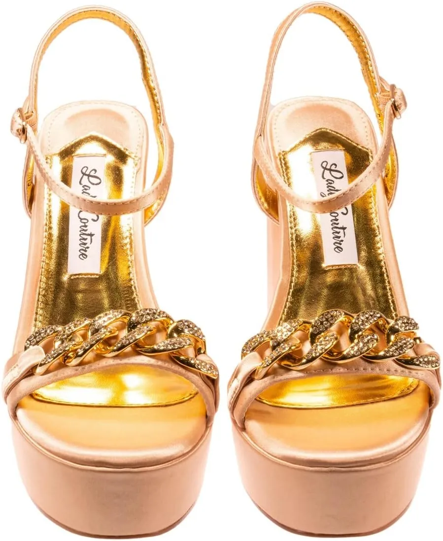 Dance Platform Sandal with Chain Ornament