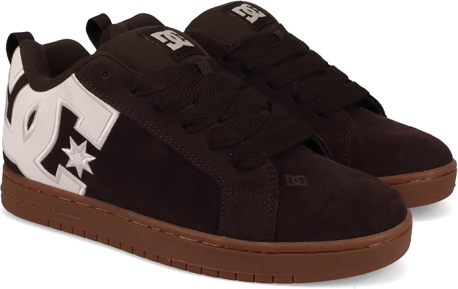 DC Men's Court Graffik Skate Shoe, Brown/Gum, 7