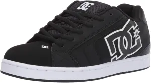 DC Men's Net Skate Casual Shoe Skateboarding, Black/Black/White, 7.5