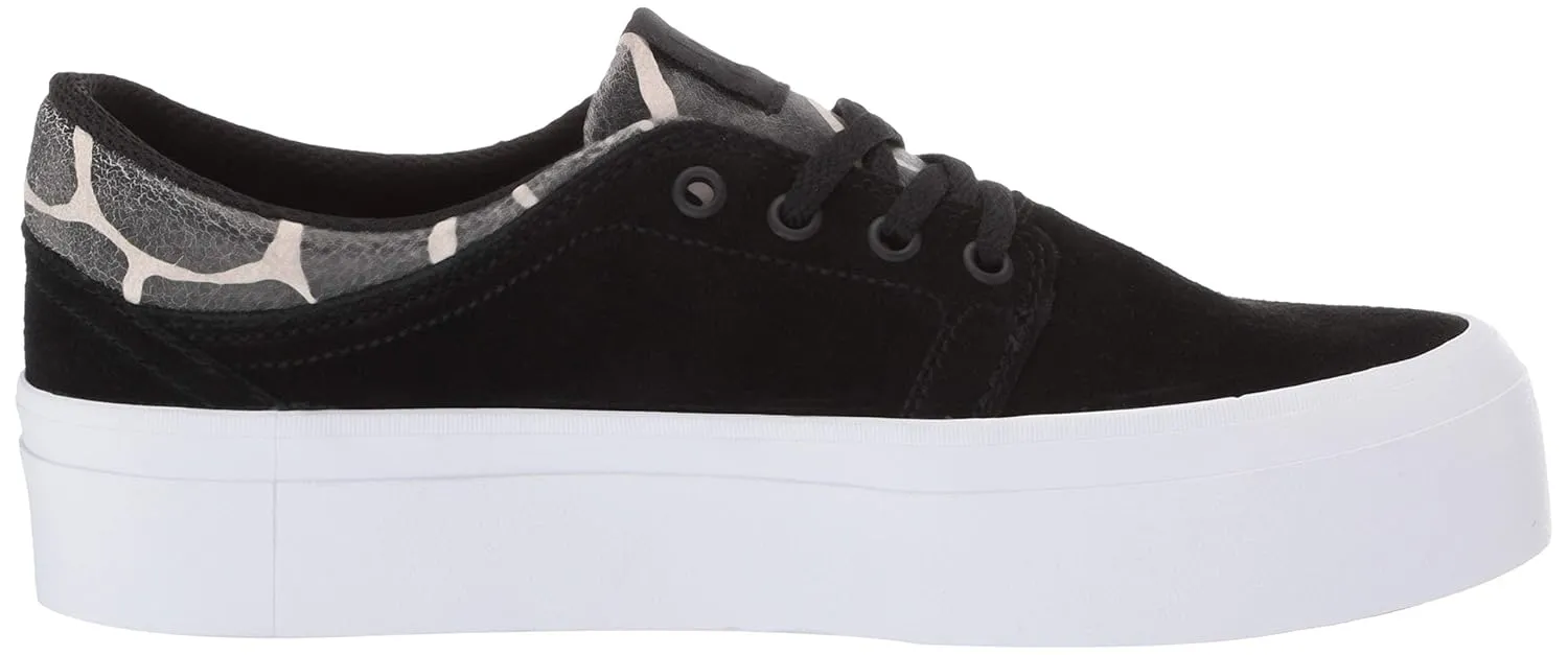 DC Women's Trase Platform SE Skate Shoe, Black/tan, 8.5 M US