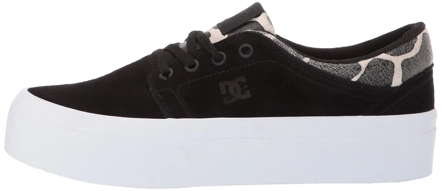 DC Women's Trase Platform SE Skate Shoe, Black/tan, 8.5 M US