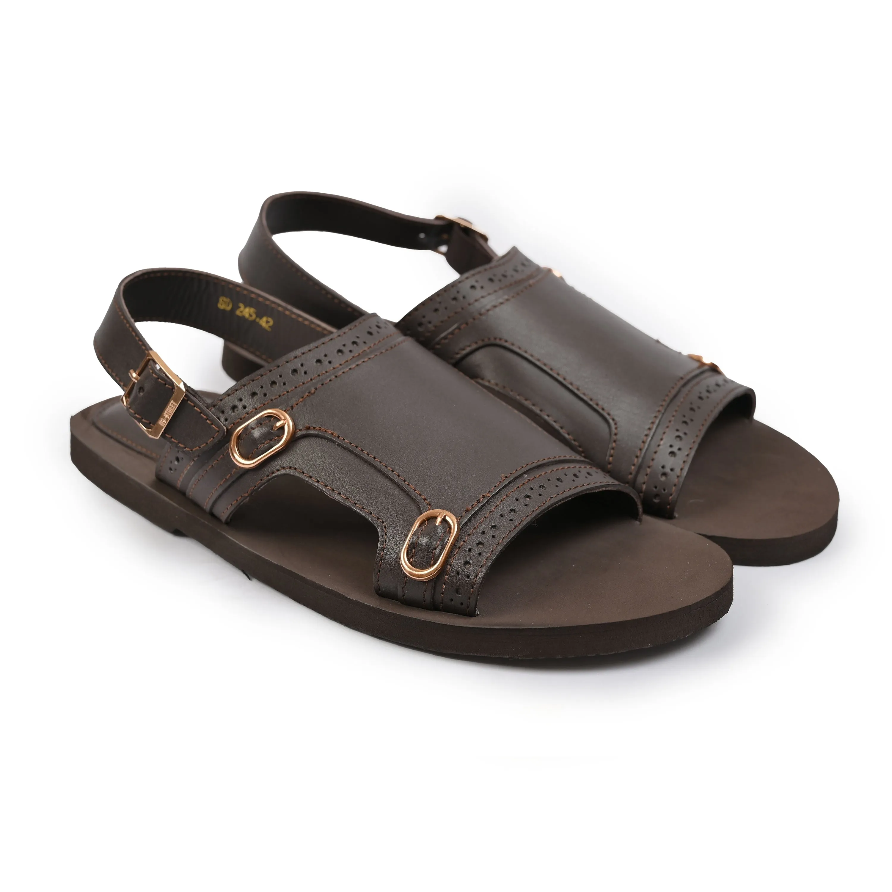 DOUBLE BUCKLE LEATHER SANDAL