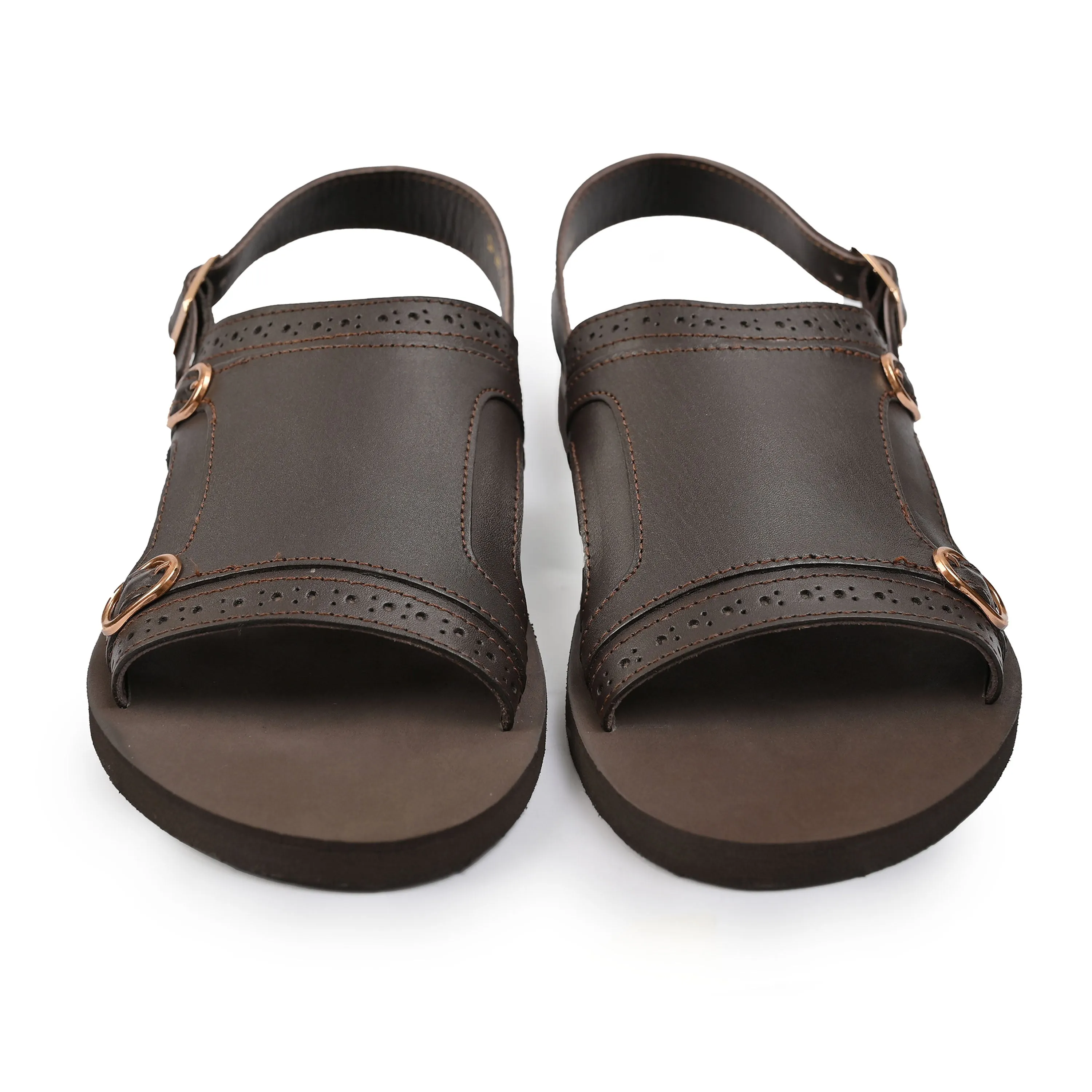 DOUBLE BUCKLE LEATHER SANDAL