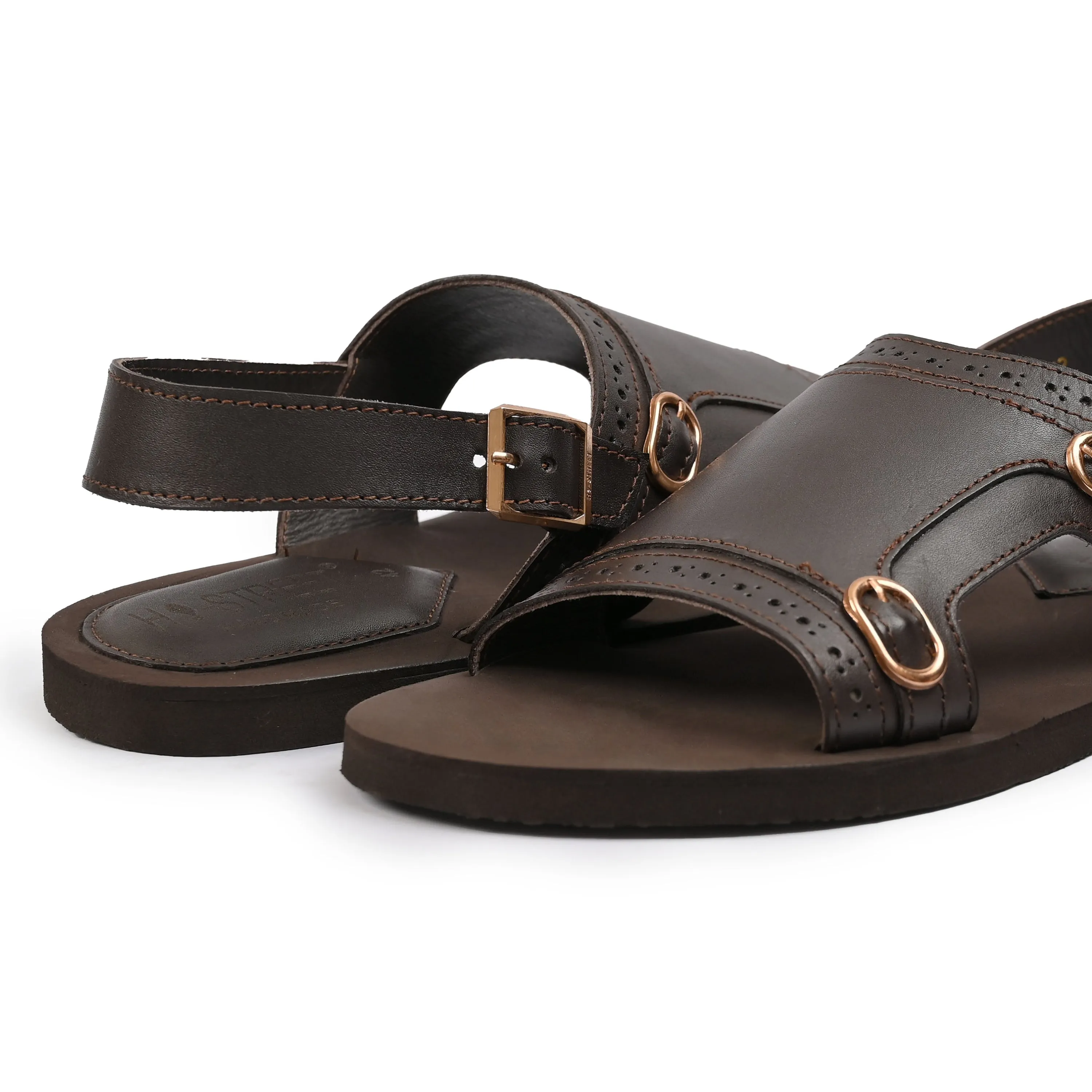 DOUBLE BUCKLE LEATHER SANDAL
