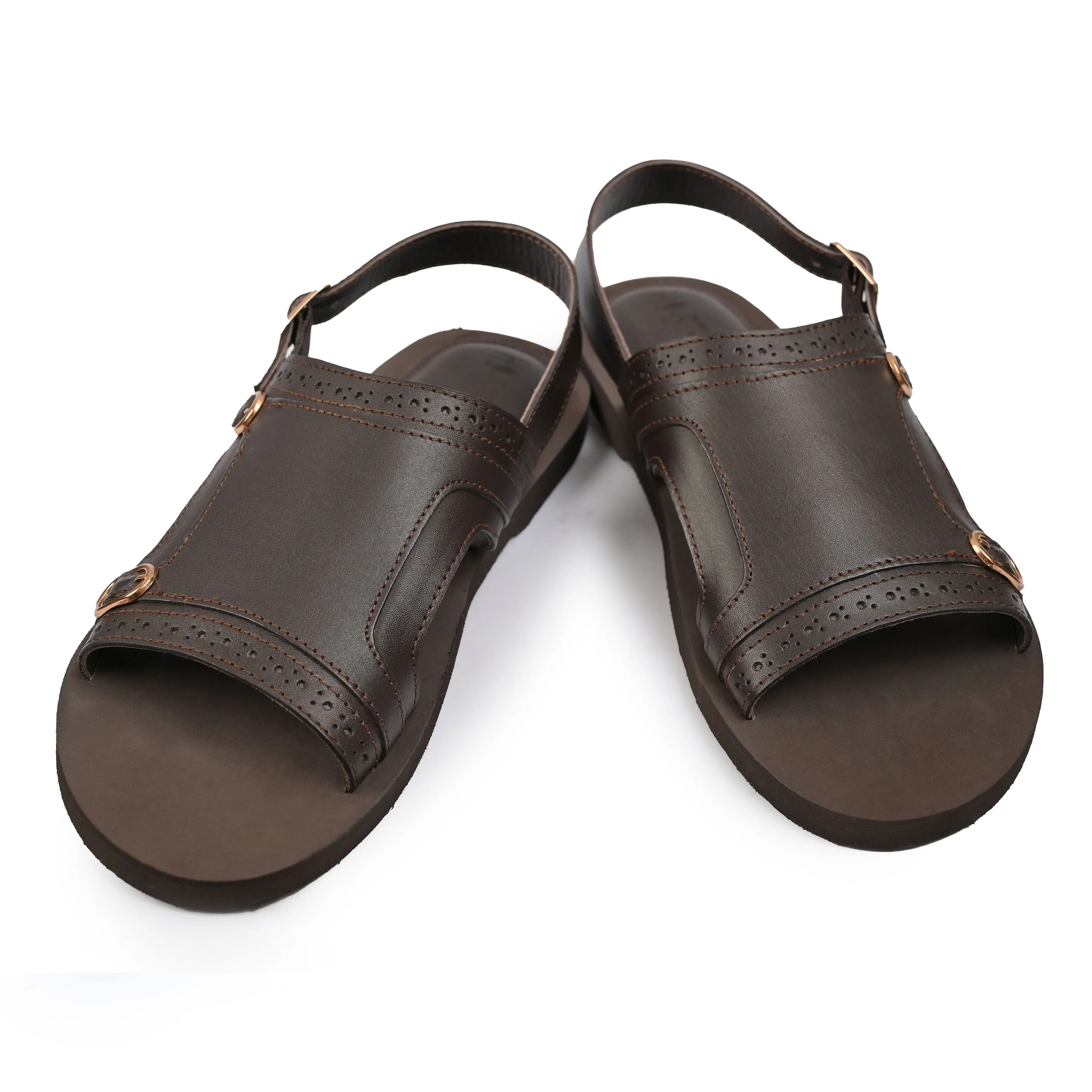 DOUBLE BUCKLE LEATHER SANDAL