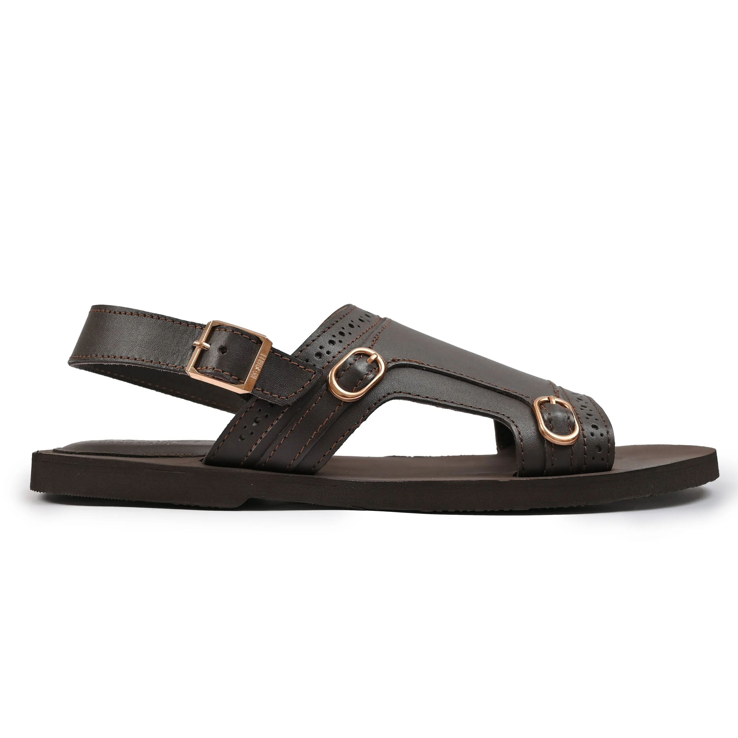 DOUBLE BUCKLE LEATHER SANDAL