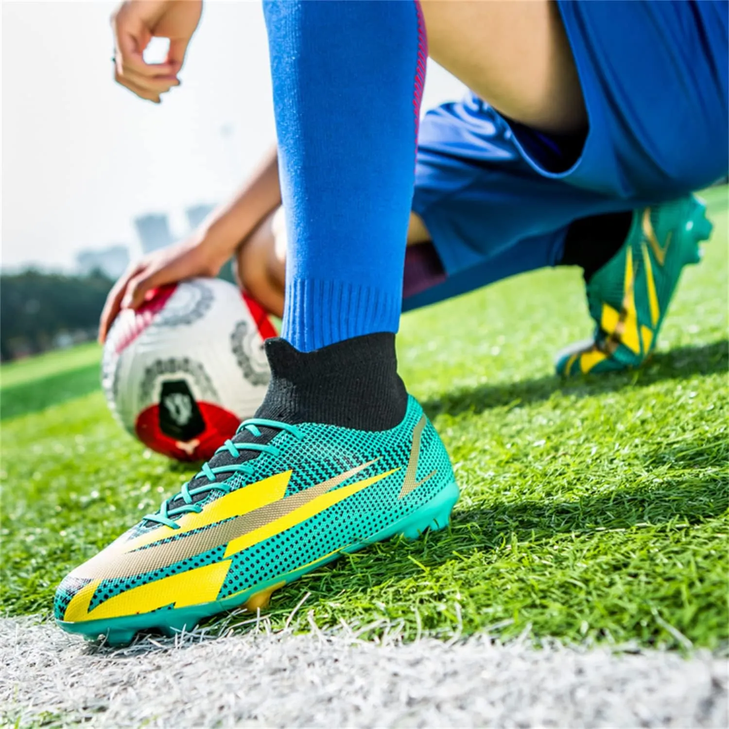 DRESER Competitive Adult Football Shoes Men's and Women's Outdoor Football Shoes Track and Field Turf World Team Non-Slip Shoes Running Sports Lightweight Breathable Non-Slip Shock-Absorbing Shoes
