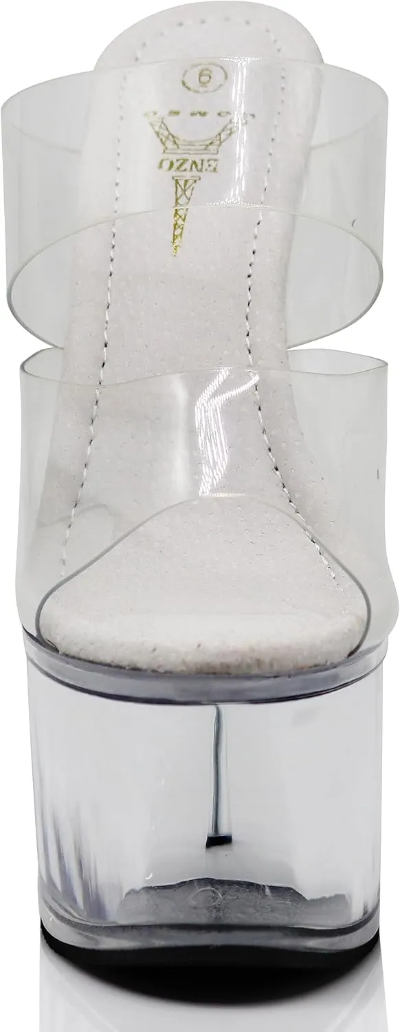Enzo Romeo Women Clear High Heel Platform Wedge Pump Sandals