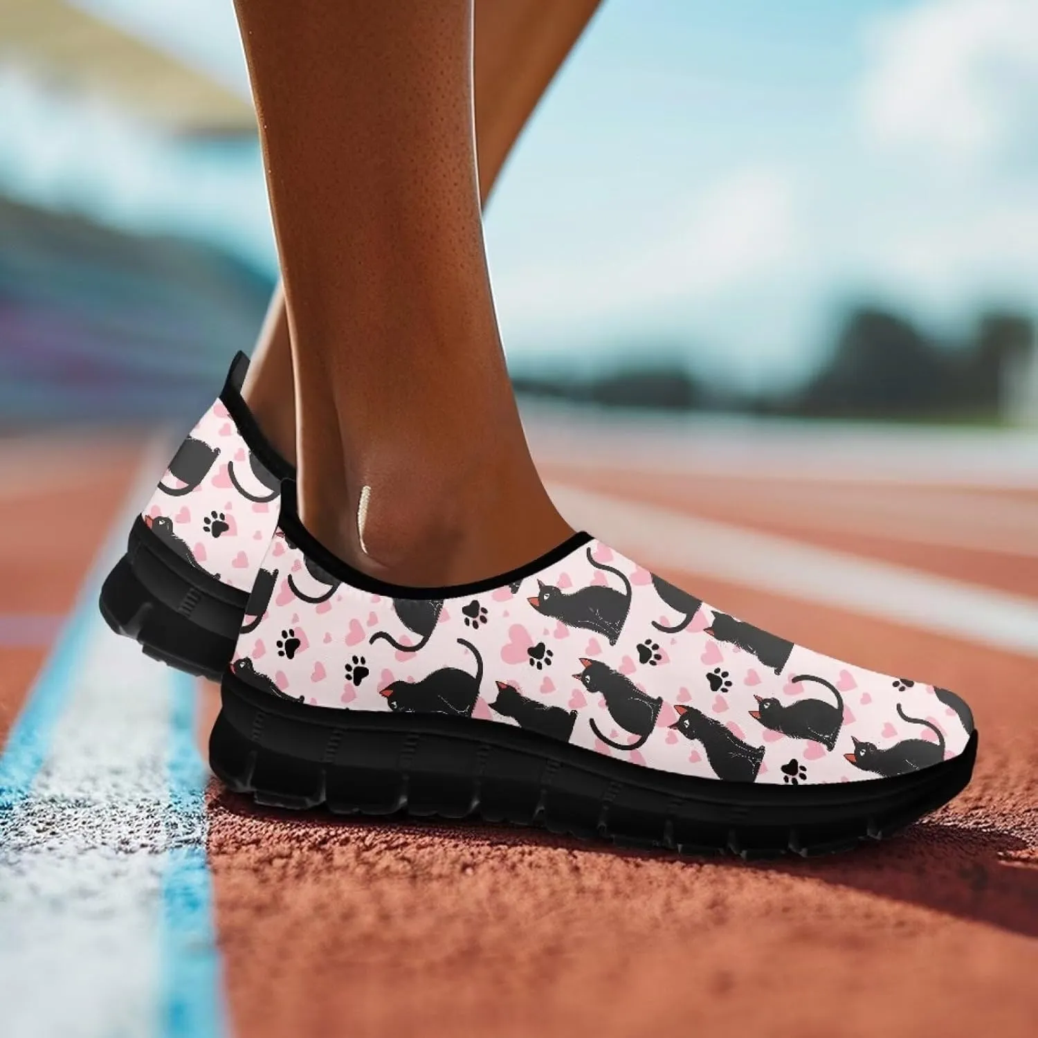 Flowers Casual House Shoes Breathable Mesh Sneakers for Women Comfort Soft Anti-Slip Shock Absorption EVA Sole Hiking Shoes for Outdoor Size 5.5-11.5 Black Sole