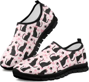 Flowers Casual House Shoes Breathable Mesh Sneakers for Women Comfort Soft Anti-Slip Shock Absorption EVA Sole Hiking Shoes for Outdoor Size 5.5-11.5 Black Sole
