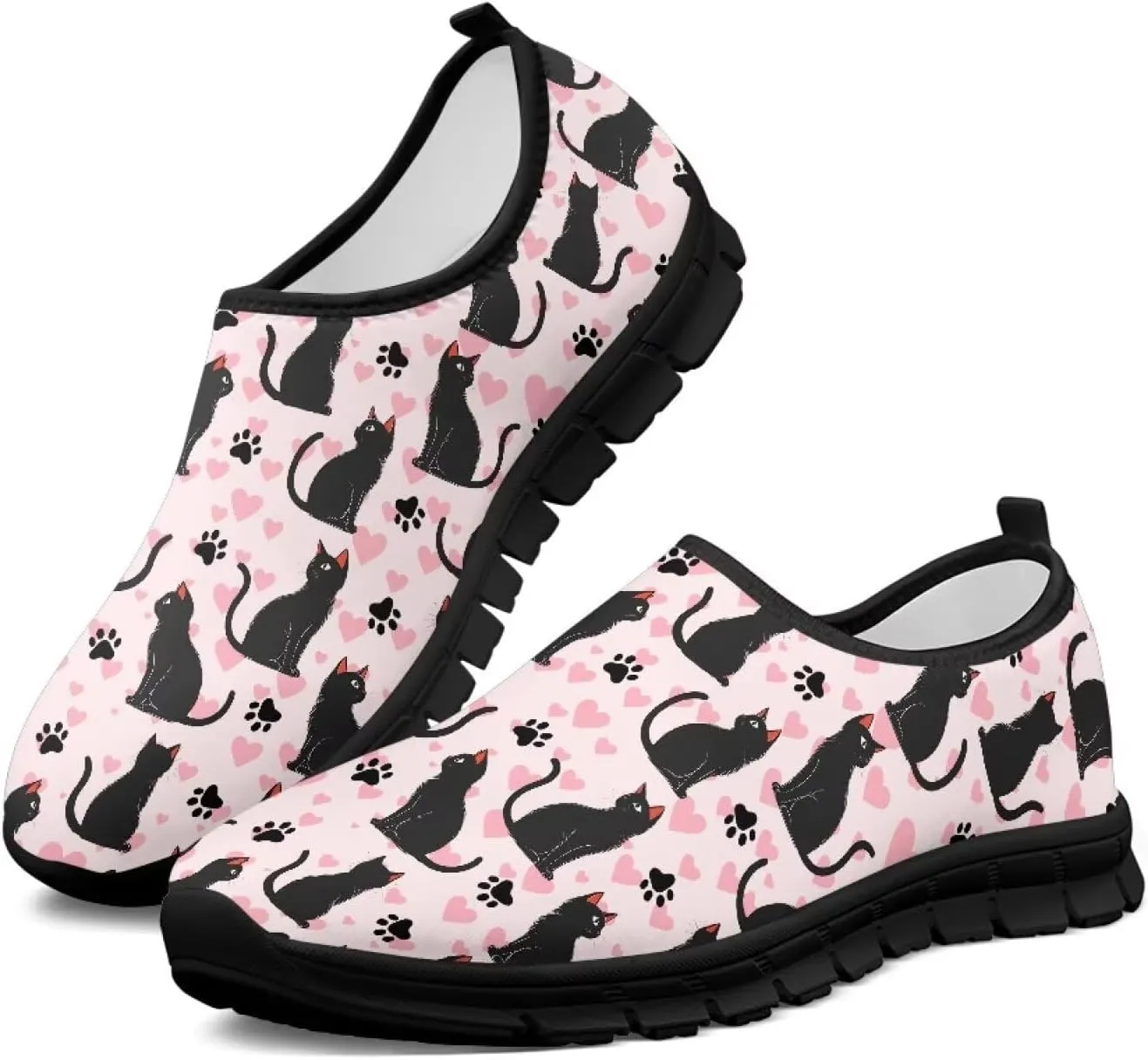 Flowers Casual House Shoes Breathable Mesh Sneakers for Women Comfort Soft Anti-Slip Shock Absorption EVA Sole Hiking Shoes for Outdoor Size 5.5-11.5 Black Sole