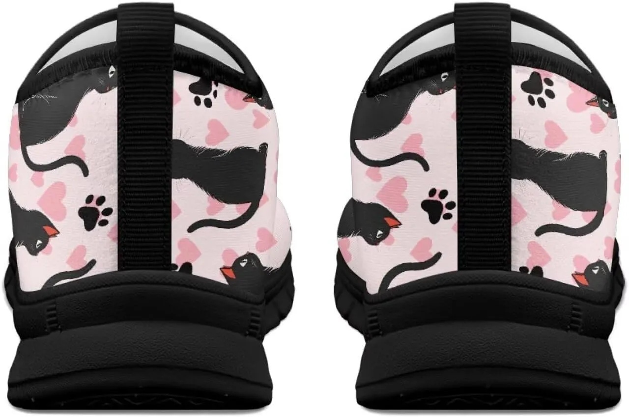 Flowers Casual House Shoes Breathable Mesh Sneakers for Women Comfort Soft Anti-Slip Shock Absorption EVA Sole Hiking Shoes for Outdoor Size 5.5-11.5 Black Sole