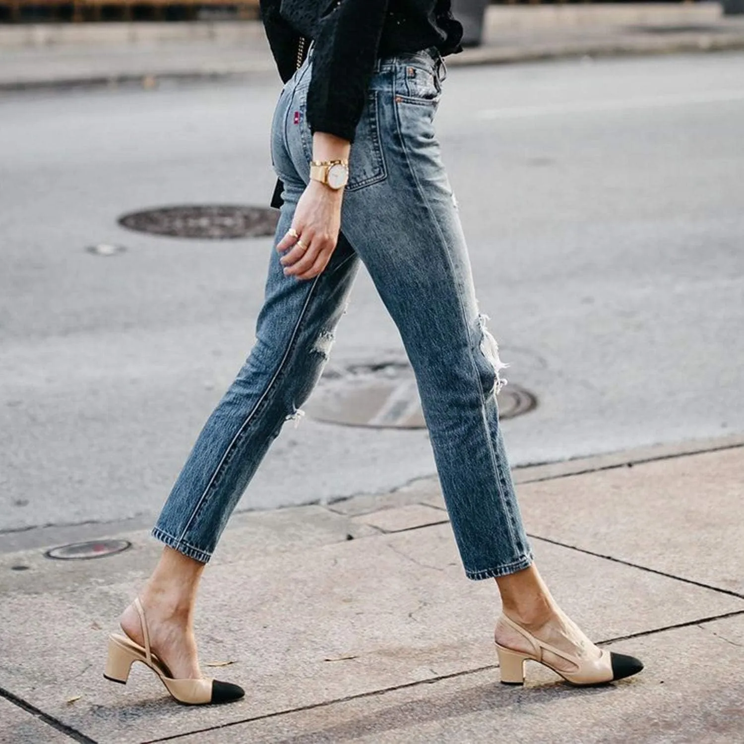 FOWT Women Pointed Toe Pumps Chunky Mid Heel Slingback Sandals Fashion Party Office Shoes Size 4-16