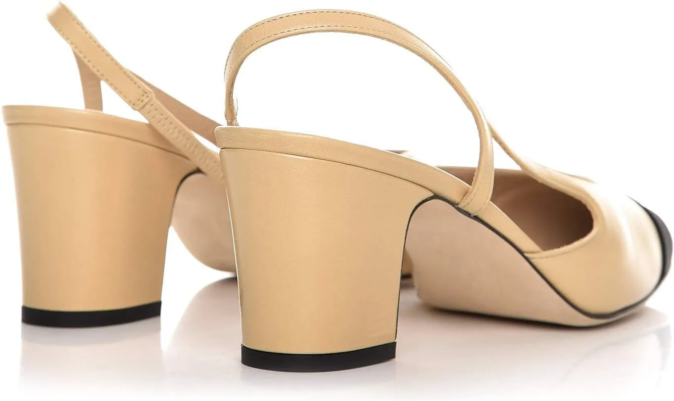 FOWT Women Pointed Toe Pumps Chunky Mid Heel Slingback Sandals Fashion Party Office Shoes Size 4-16