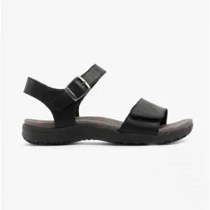 Free Spirit MAINE Womens Leather Touch Fasten Sandals Black