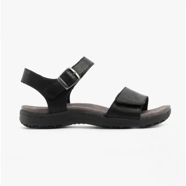 Free Spirit MAINE Womens Leather Touch Fasten Sandals Black