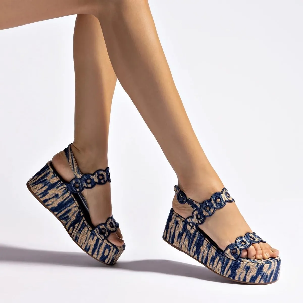 FSJ Women Boho Wedge Sandals Low Platform Open Toe Cut-Out Strappy Stylish Summer Casual Party Shoes Size 4-16 US