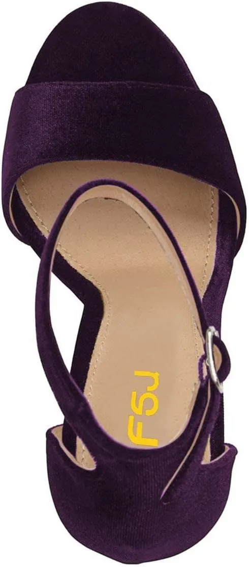 FSJ Women Sexy Ankle Strap Platform Sandal Chunky High Heel Open Toe Summer Shoe Size 4-15 M US
