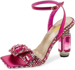 FSJ Women Square Open Toe Sandals Ankle Strap Chunky Block High Thick Heels Multicolor Diamond Heel Wedding Party Ballroom Prom Shoes Size 4-16 US