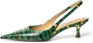 FSJ Women's Mid Kitten Heel Slingback Sandal Pointy Toe Sexy Pumps Comfortable Dress Party Walking Shoes Size 4-15 US