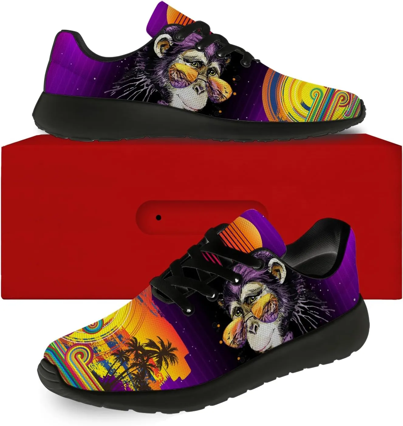 Funny Monkey Print Shoes Mens Womens Lightweight Running Tennis Walking Sneakers Birthday Gifts for Boy Girl