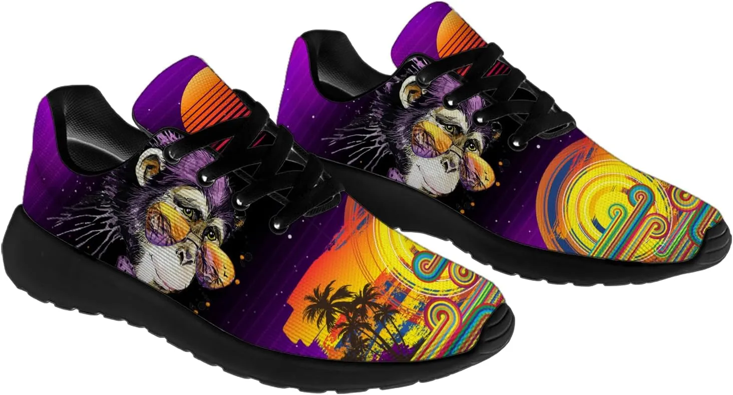 Funny Monkey Print Shoes Mens Womens Lightweight Running Tennis Walking Sneakers Birthday Gifts for Boy Girl