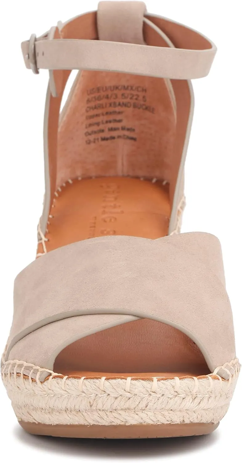 Gentle Souls by Kenneth Cole Women's Charli X Band Buckle Heeled Sandal Espadrille Wedge