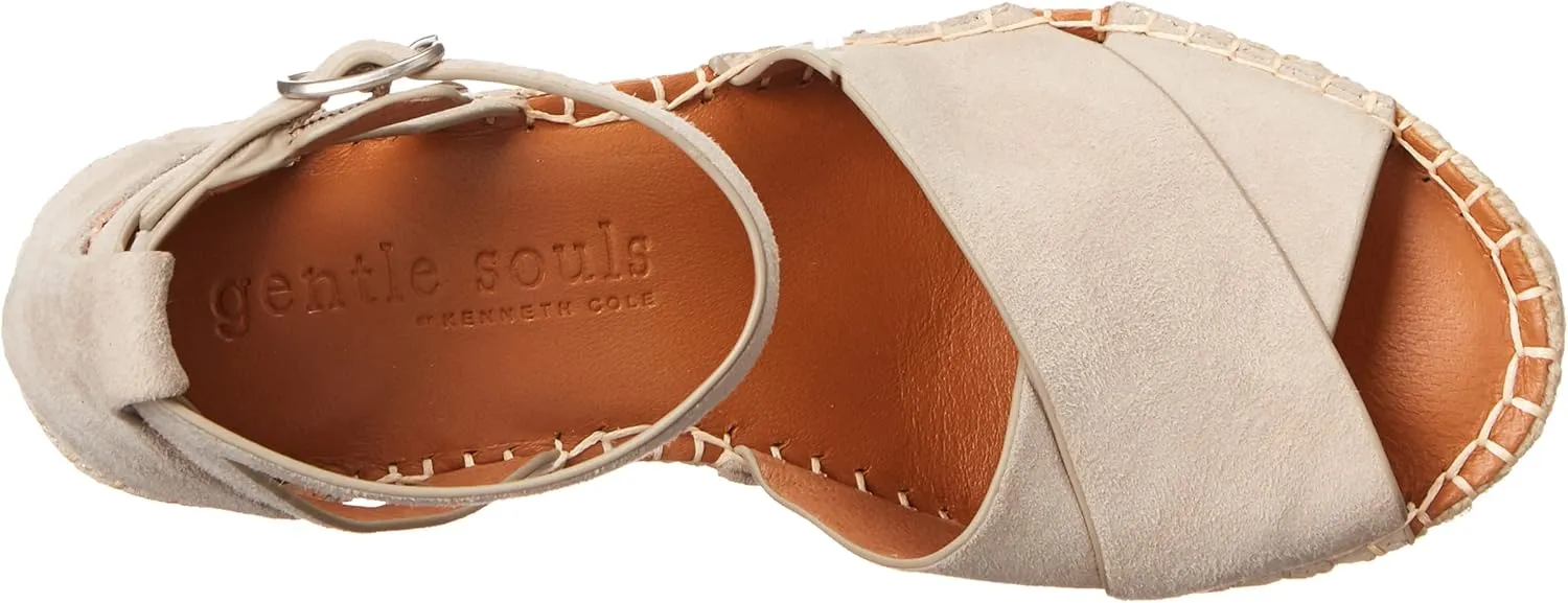 Gentle Souls by Kenneth Cole Women's Charli X Band Buckle Heeled Sandal Espadrille Wedge