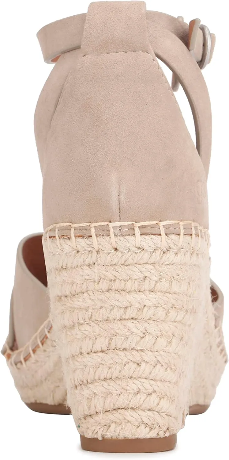Gentle Souls by Kenneth Cole Women's Charli X Band Buckle Heeled Sandal Espadrille Wedge