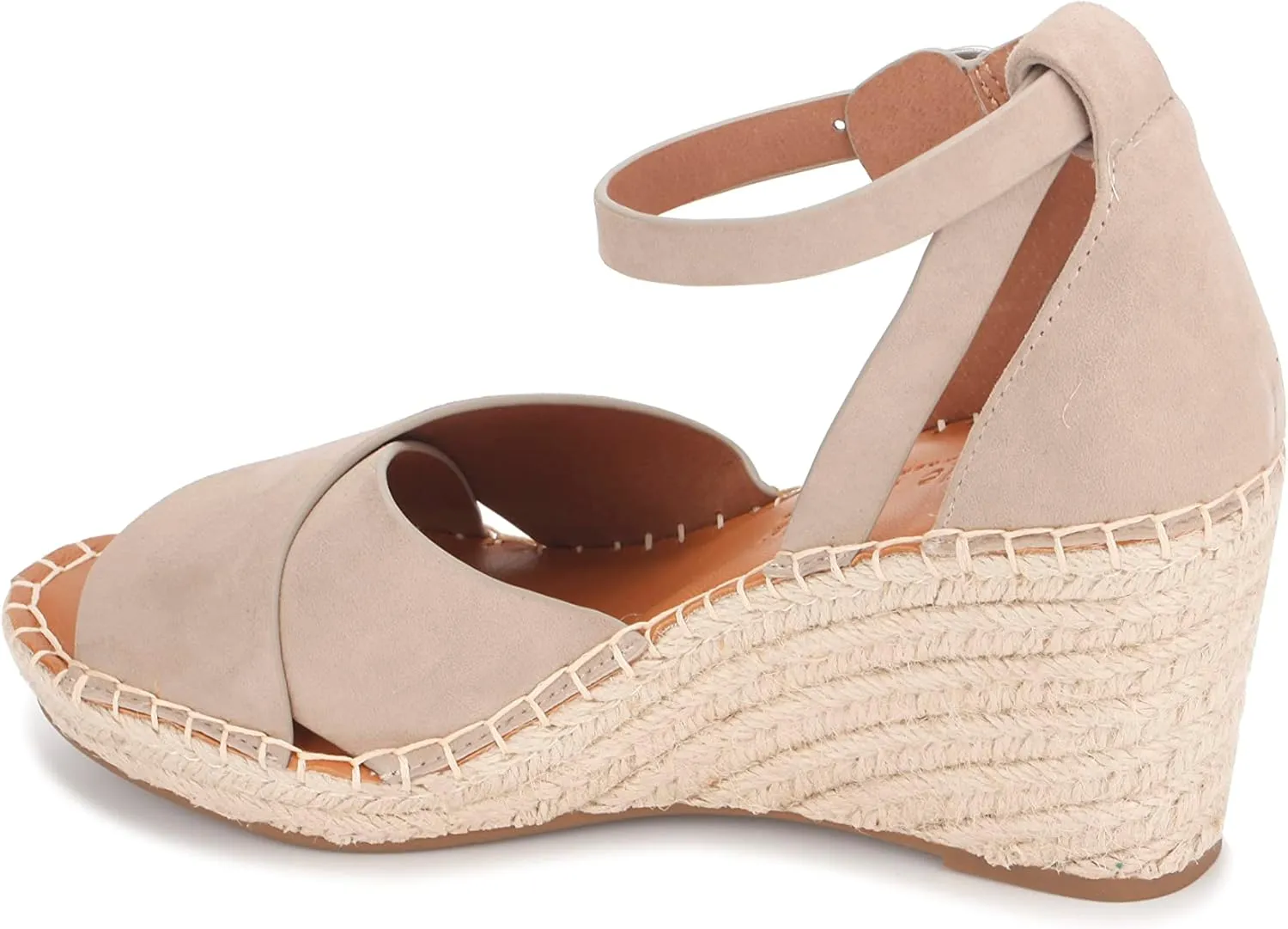 Gentle Souls by Kenneth Cole Women's Charli X Band Buckle Heeled Sandal Espadrille Wedge