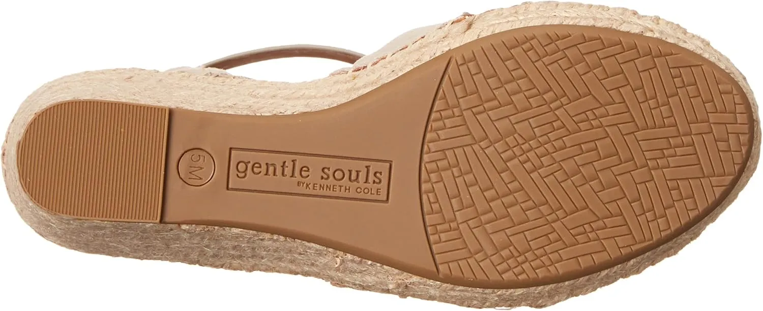 Gentle Souls by Kenneth Cole Women's Charli X Band Buckle Heeled Sandal Espadrille Wedge