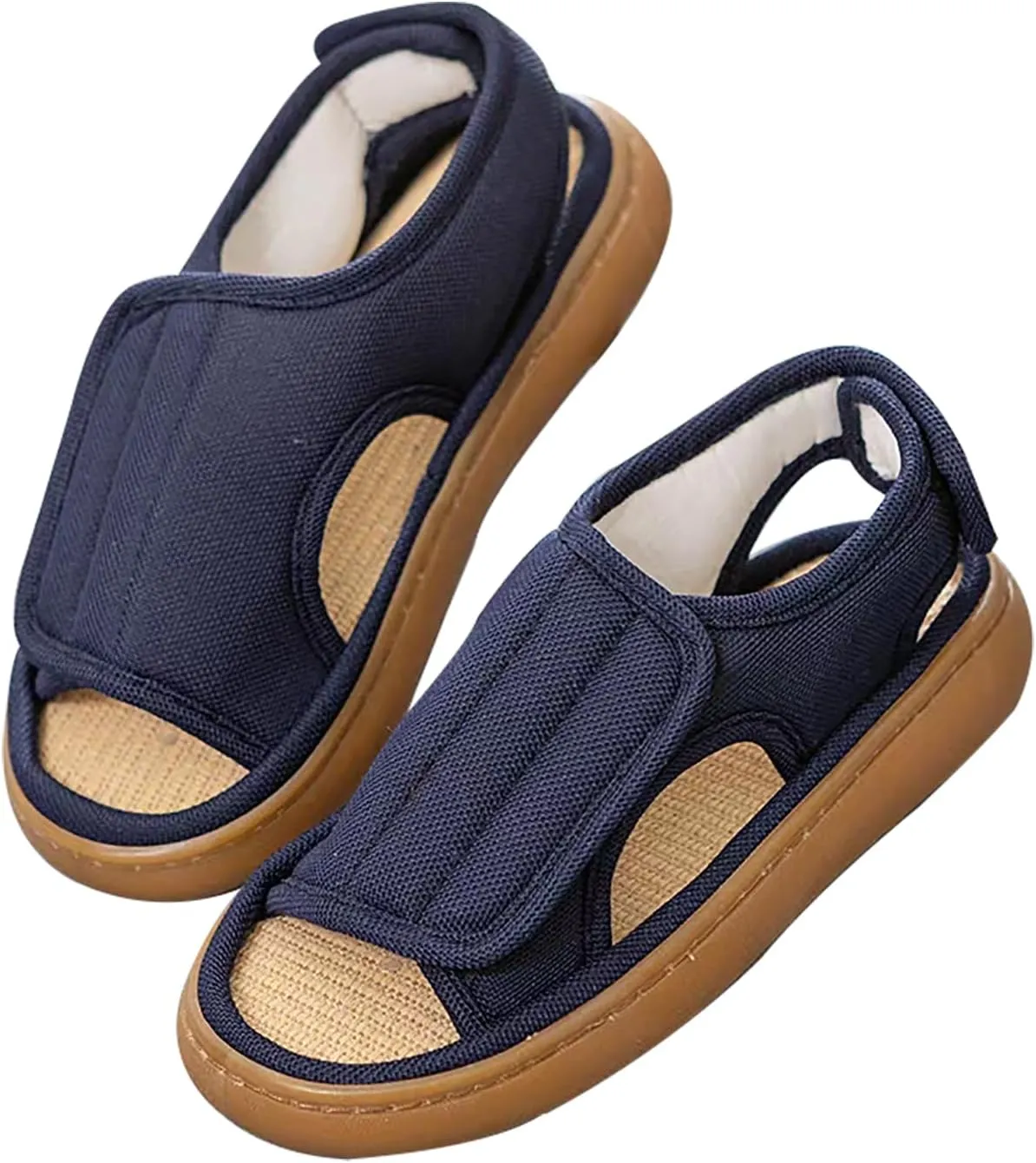 haozaikeji Men Diabetic Slippers Extra Wide Width Diabetic Sandals Open Toe Swollen Slippers Adjustable Edema Slippers for Swollen Feet Edema Arthritis Elderly