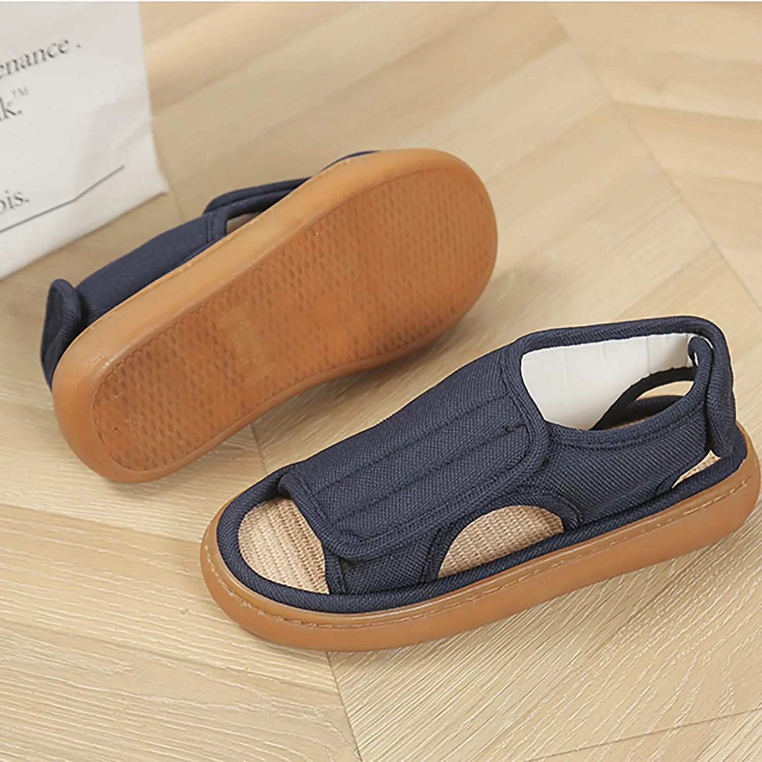 haozaikeji Men Diabetic Slippers Extra Wide Width Diabetic Sandals Open Toe Swollen Slippers Adjustable Edema Slippers for Swollen Feet Edema Arthritis Elderly