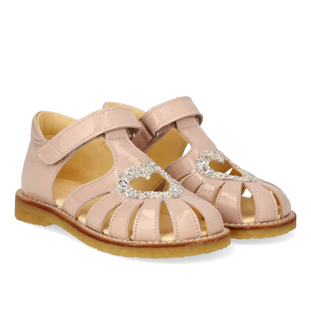 Heart sandal with a sparkling glitter heart