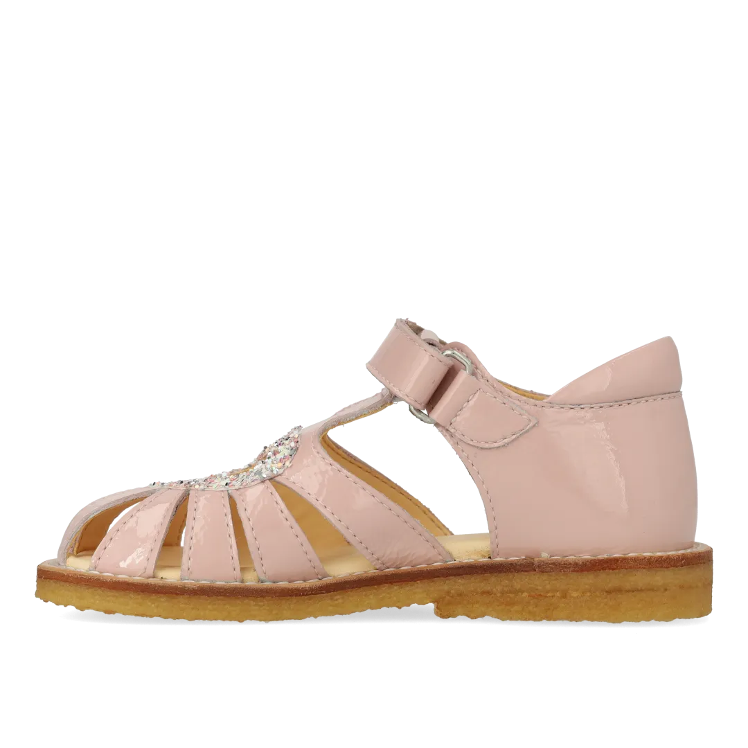 Heart sandal with sparkling glitter heart