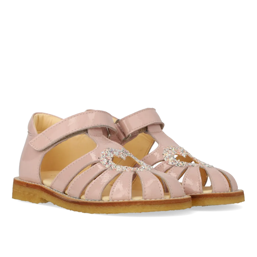 Heart sandal with sparkling glitter heart