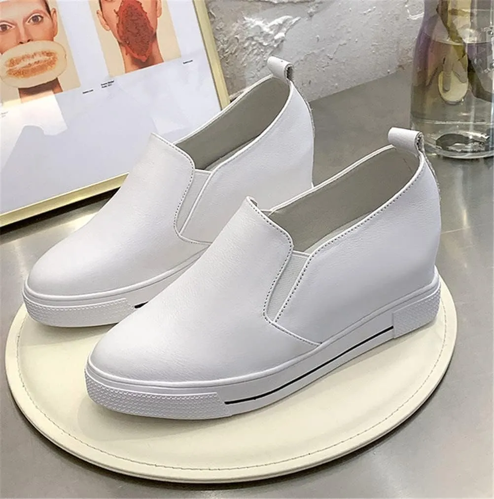 Hidden Wedge Sneakers for Women Slip on, Fashion High Heel Low Top Canvas Shoes Casual Platform Loafers