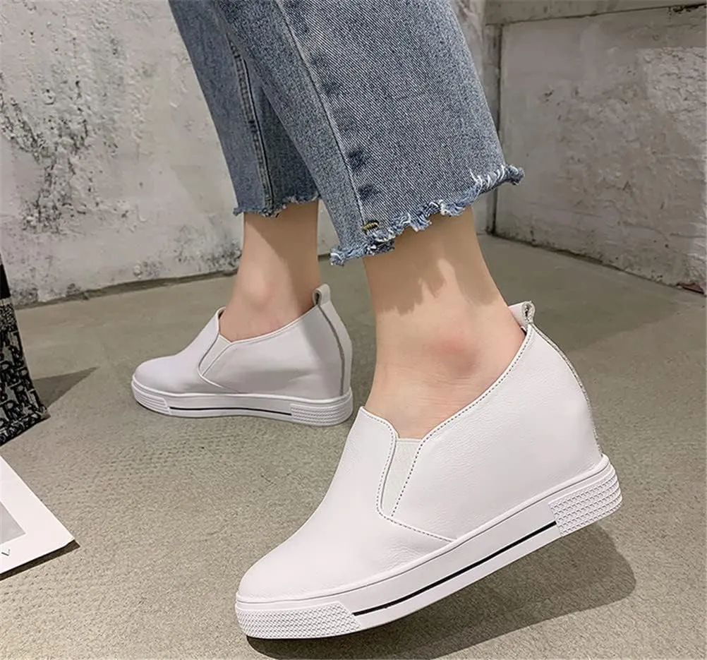 Hidden Wedge Sneakers for Women Slip on, Fashion High Heel Low Top Canvas Shoes Casual Platform Loafers