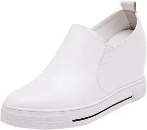 Hidden Wedge Sneakers for Women Slip on, Fashion High Heel Low Top Canvas Shoes Casual Platform Loafers