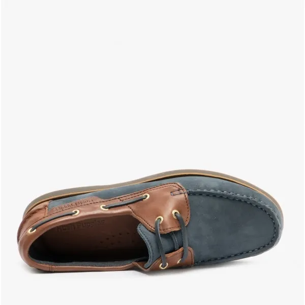 Hush Puppies HATTIE Womens Leather Deck Shoes Navy/Tan