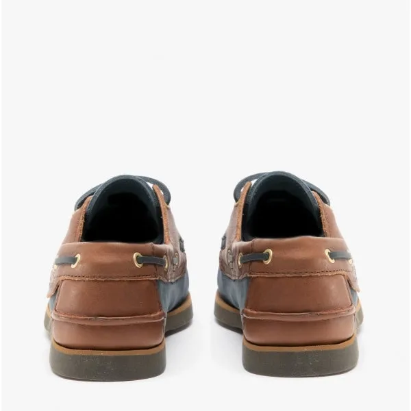 Hush Puppies HATTIE Womens Leather Deck Shoes Navy/Tan