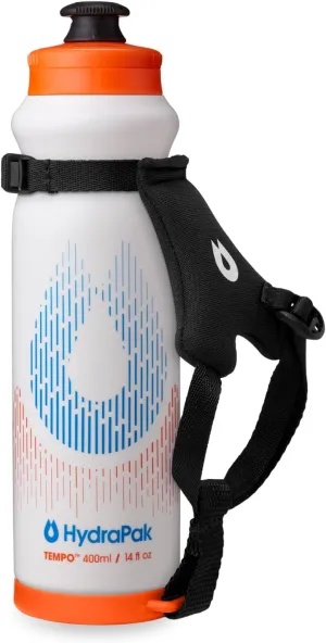 HydraPak Tempo Pro 400ml - Handheld Running Squeeze Bottle for Training and Race Day Hydration with Removable Strap (400ml/13oz) - White
