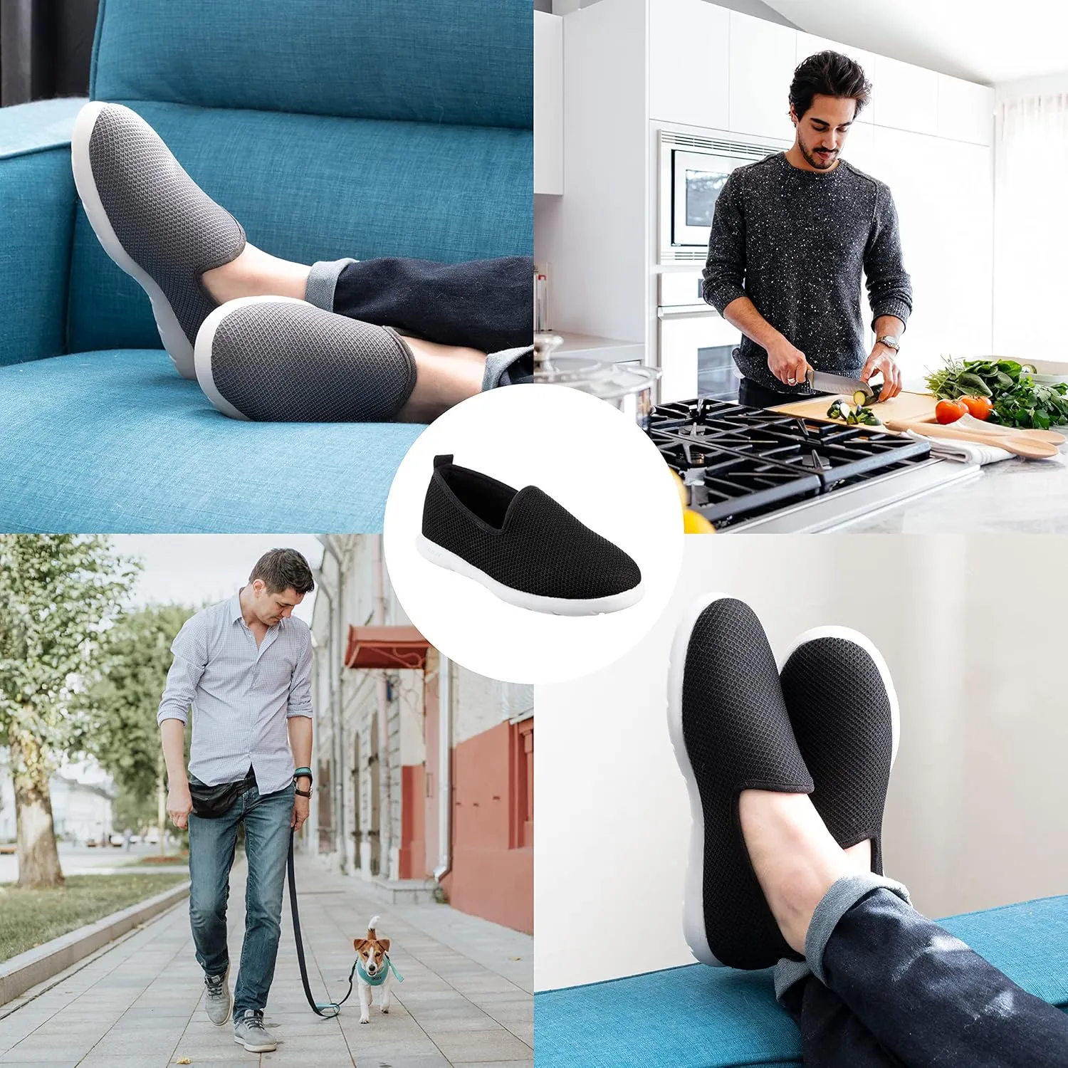 isotoner Zenz Mens Slip-On Slippers, Lightweight Knit Loafers with A Soft Microterry Lining