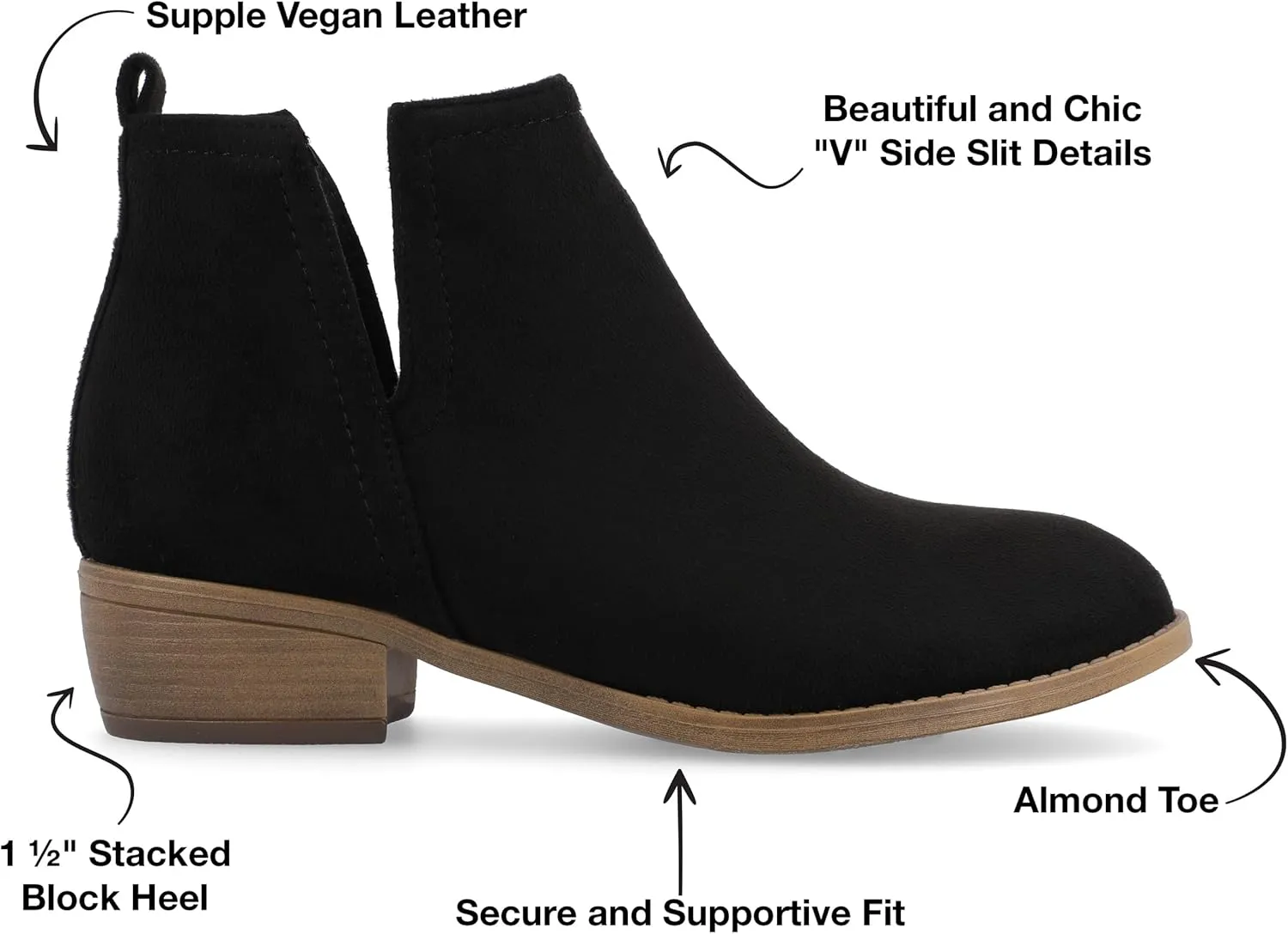 Journee Womens Rimi Pull On Stacked Heel Booties