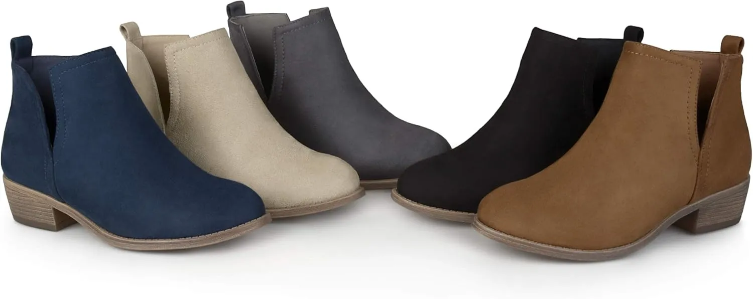 Journee Womens Rimi Pull On Stacked Heel Booties